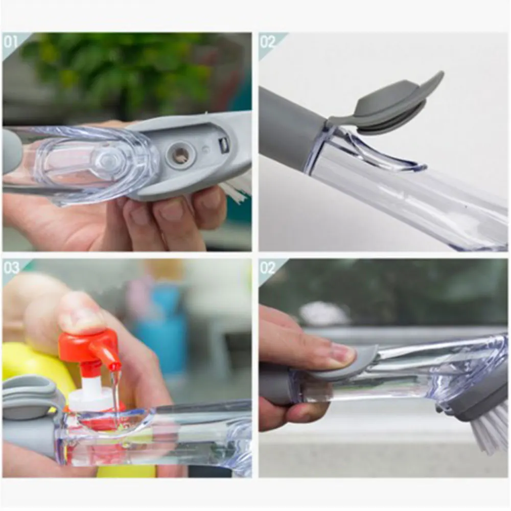 Многофункциональная щетка для мытья посуды, Автоматическая Чистящая Щетка для жидкостей, защита для рук, губчатая щетка для мытья головы в домашних условиях