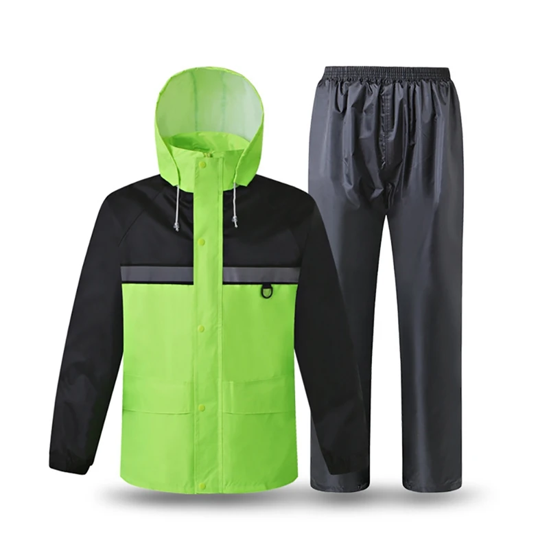

Reflective Rain Suit Long Sleeve Jacket Pants Kit High Visibility Traffic Safety Waterproof Hiking Jackets Warning Raincoat