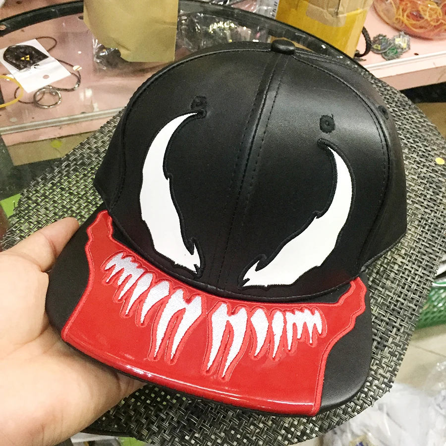 Взрослая Эдвард Брок Eddie Brock Venom Кепка, бейсболка с регулировкой PU Кепка Панама хип-хоп шляпа для мужчин и женщин