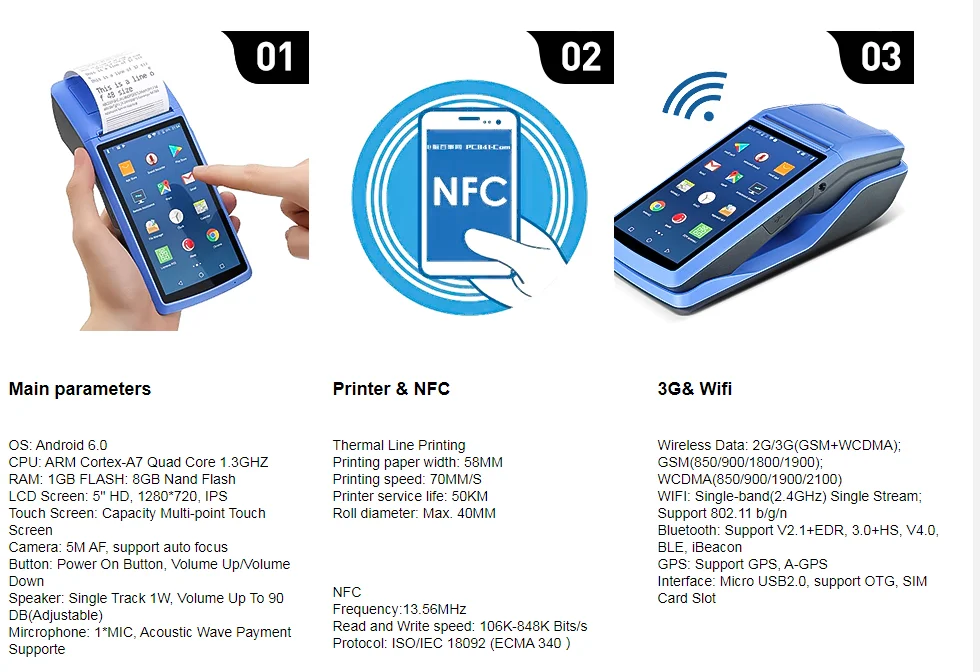 POS PDA беспроводной Bluetooth Android принтер 58 мм wifi считыватель штрих-кодов Ручной терминал Loyverse POS принтер PDA 3g OTG