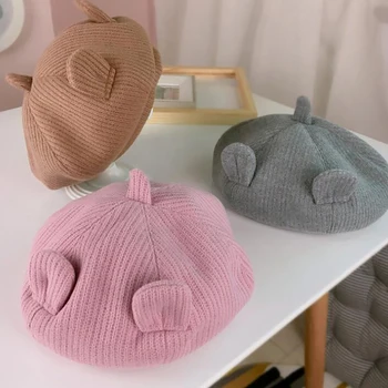 

Children's Hat 2020 Winter New Cartoon Rabbit Ears Knitted Beret High Quality Fashion Boys Girls Warm Painter's Hat