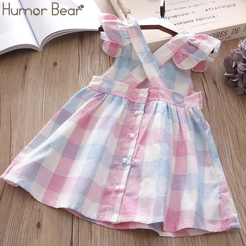 Humor Bear 2022 Summer Toddler Dress Princess Girls Plaid Tank Sleeveless For Baby Clothing | Детская одежда и обувь