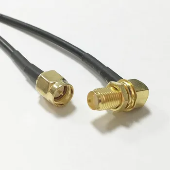 

2PCS SMA female nut right angle to SMA male straight cable RG174 40CM