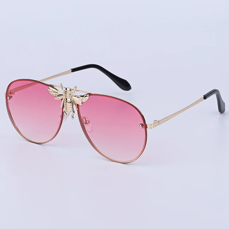 GIFANSEE для мужчин пилот пчела солнцезащитные очки для женщин негабаритных Женщин Защита от солнца очки Элитный бренд Винтаж - Цвет линз: Розовый