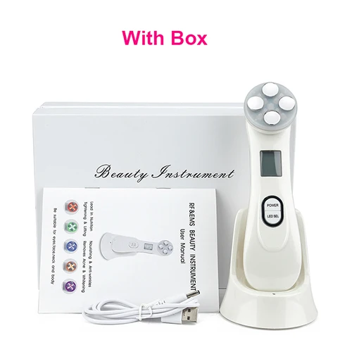Whit box- white Beauty Star мезотерапия Электропорация EMS радиочастотный светодиодный фотон для лица, для подтягивания лица, для удаления морщин, массажер для ухода за кожей - Цвет: Whit box- white