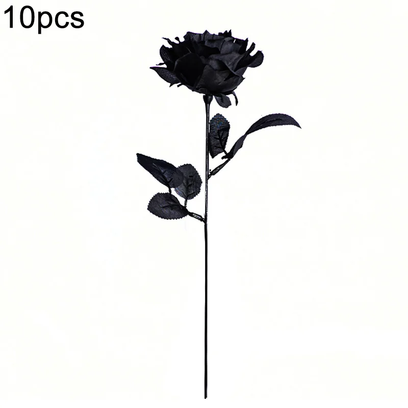 10pcs 41cm Black Rose Artificial Flowers Silk Home Decor Aesthetic