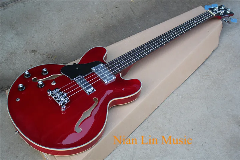 

4-String Bass Guitar,Left-hand,Reddish Color Body,White Binding,Rosewood Fingerboard,Chrome Hardware and can be Customized