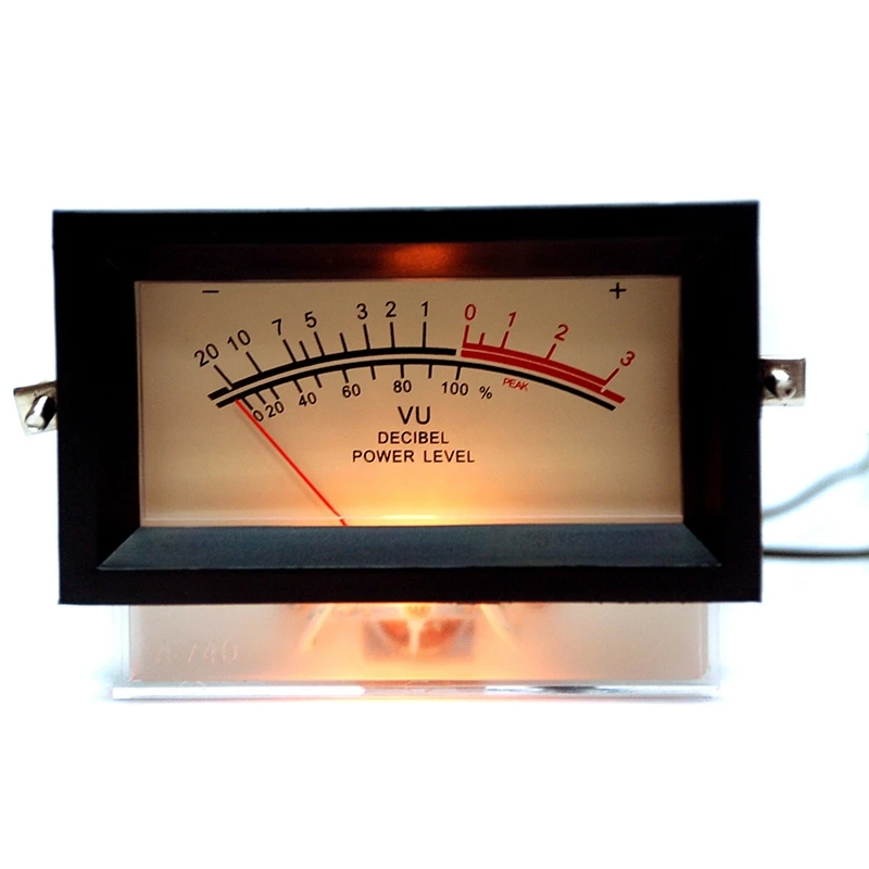 Plastic TN-73 Panel VU Meter With Mounting Frame 500uA 650Ω 12V Amber Lamp 