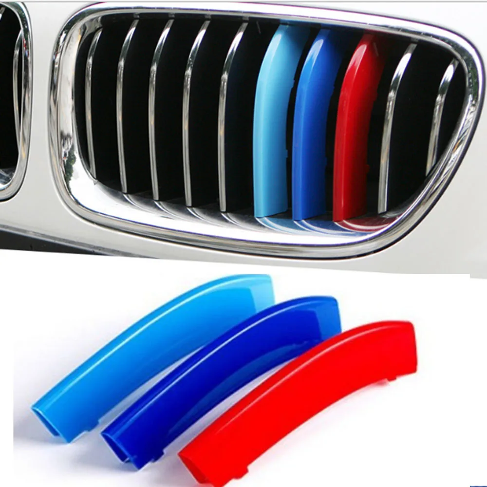 

3 Pcs/set Car Front Grille Cover Car Decoration Strips Protection Ring Anti-scratch Anti-collision Strip Trim Accessories ABS