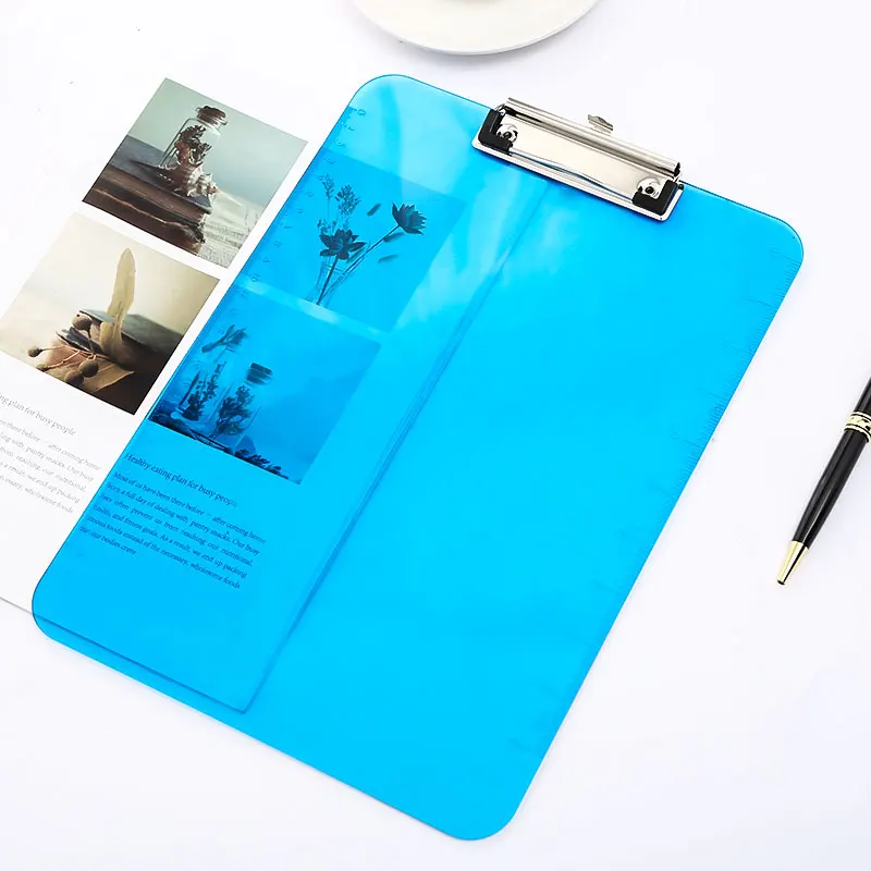 А4 акриловый буфер обмена прозрачный блокнот для рисования офисные подушки бумага для хранения экзамена клип доска канцелярские принадлежности для школы - Цвет: Blue 1pc