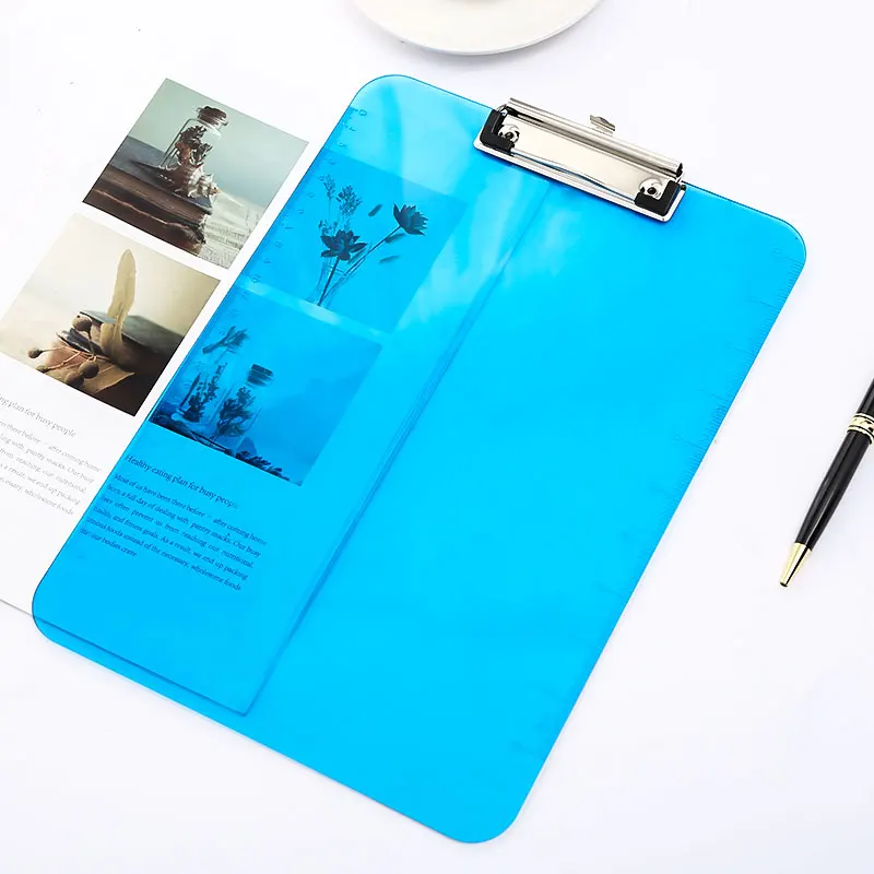 Blue 1pc А4 акриловый буфер обмена прозрачный блокнот для рисования офисные подушки бумага для хранения экзамена клип доска канцелярские принадлежности для школы - Цвет: Blue 1pc