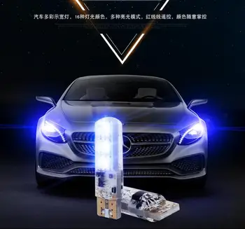 

2Pcs Auto Interior RGB Car LED Car Dome Atmospheric Light 12v Super Bright Bulb Car Internal Remote Control T10 6SMD 5050