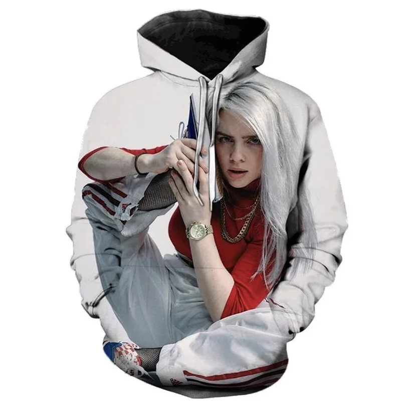 Billie Eilish Толстовка Bad Guy Album Harajuku забавная толстовка с 3D принтом осенний графический пуловер Женская Мужская Уличная одежда худи в стиле хип-хоп