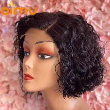 

Water Wave Pixie Cut Wig Closure Glueless Short Curly Bob Wig 13x4 Lace Front Human Hair Wigs Pre Plucked Bleached Knots Remy