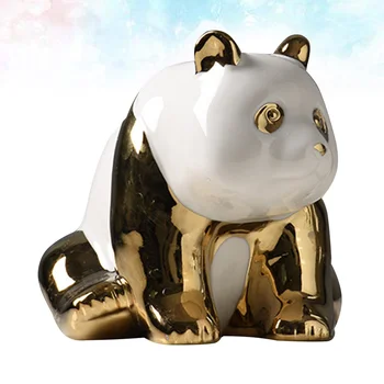 

Home Crafts Panda Ceramic Crafts Fashion Desktop Decoration Table Ornament Golden (Squating)