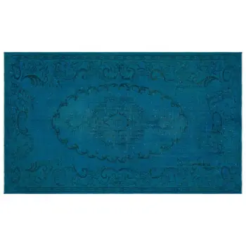 

Handmade Turquoise Vintage Overdyed Turkish Area Rug 163x271 Cm-5'4''X8'11''
