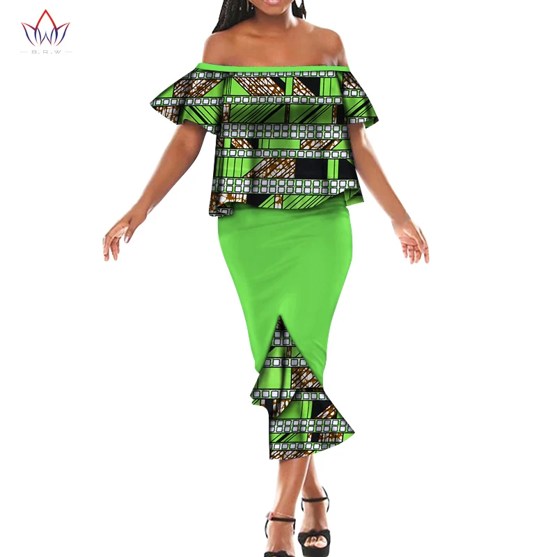 Новые африканские платья для женщин Дашики с открытыми плечами Африканское платье Базен размера плюс традиционная африканская одежда WY5466 - Цвет: 17