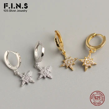 

F.I.N.S Stackable Octagonal Star Silver 925 Earrings Sterling Silver Zircon Ear Bone Small Hoops Earrings For Women Fine Jewelry