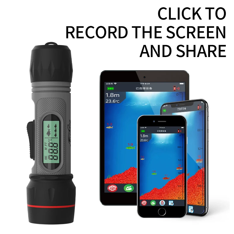 Erchang F12B Wireless Fish Finder Rechargable Echo Sounder 90M Depth Portable Waterproof Sonar Winter Ice Fishing