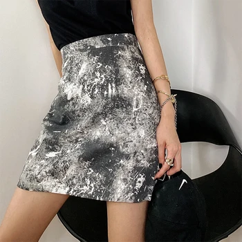 

Summer Harajuku Tie Dye Pencil Skirts Womens High Waist Mini Skirts Lining With Shorts Streetwear Vintage Sexy Skirt