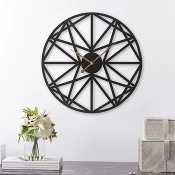 

1PC Vintage Roman Geometric Wall Clock Personality Artistic Hanging Clock Iron Wall Clock For Living Room Home Decoration WF1105