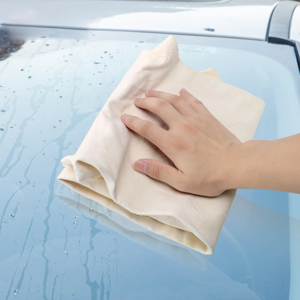 LEEPEE полотенце для мытья автомобиля из натуральной кожи, моющаяся замшевая ткань для чистки автомобиля, инструменты, Абсорбирующая быстросохнущая мягкая натуральная кожа