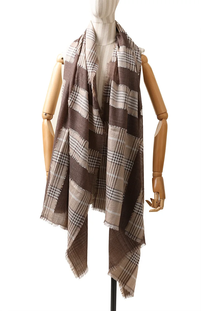 Naizaiga wool plaid spring Air-conditioned rooms spring shawl luxury pashmina,SN282
