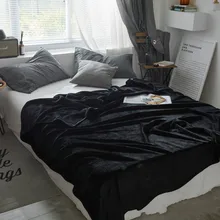 Сплошной цвет толстый плед Коралловое бархатное одеяло черное одеяло кидает на диван/кровать/Самолет путешествия большой размер Домашний текстиль