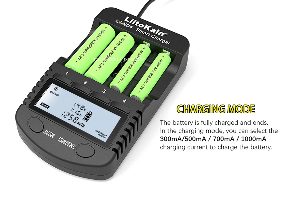 2019 LiitoKala Новый Lii-ND4 NiMH/Cd AA AAA lcd зарядное устройство и тестовая емкость батареи для аккумуляторов 1,2 V AA AAA и 9 V