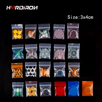 

HARDIRON 3x4cm Thickened Transparent Zipper Lock Bag Cute Cartoon Transparent Plastic Bag Jewelry Storage Packaging Bag
