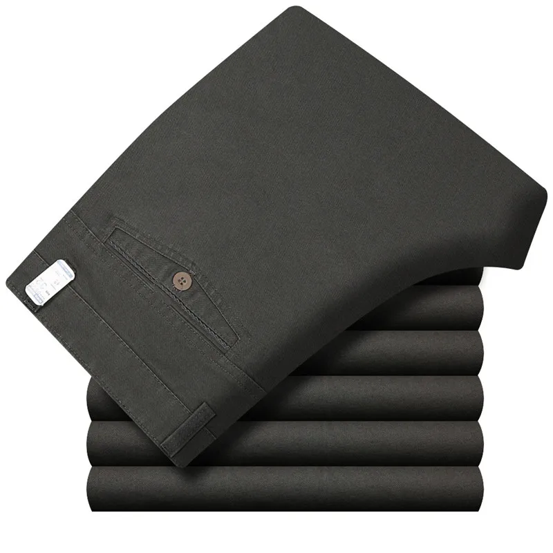 8805 Dark gray Осенние и зимние толстые мужские повседневные брюки с высокой талией свободные мужские прямые брюки хлопковые повседневные брюки больше размера 29-42 - Цвет: 8805 Dark gray