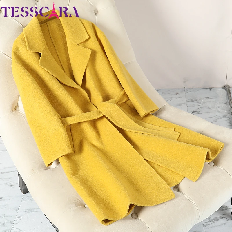 

TESSCARA Women Autumn & Winter Casual Wool Blend Basic Jacket Coat Female High Quality Cashmere Blazer Jackets Outerwear & Coats