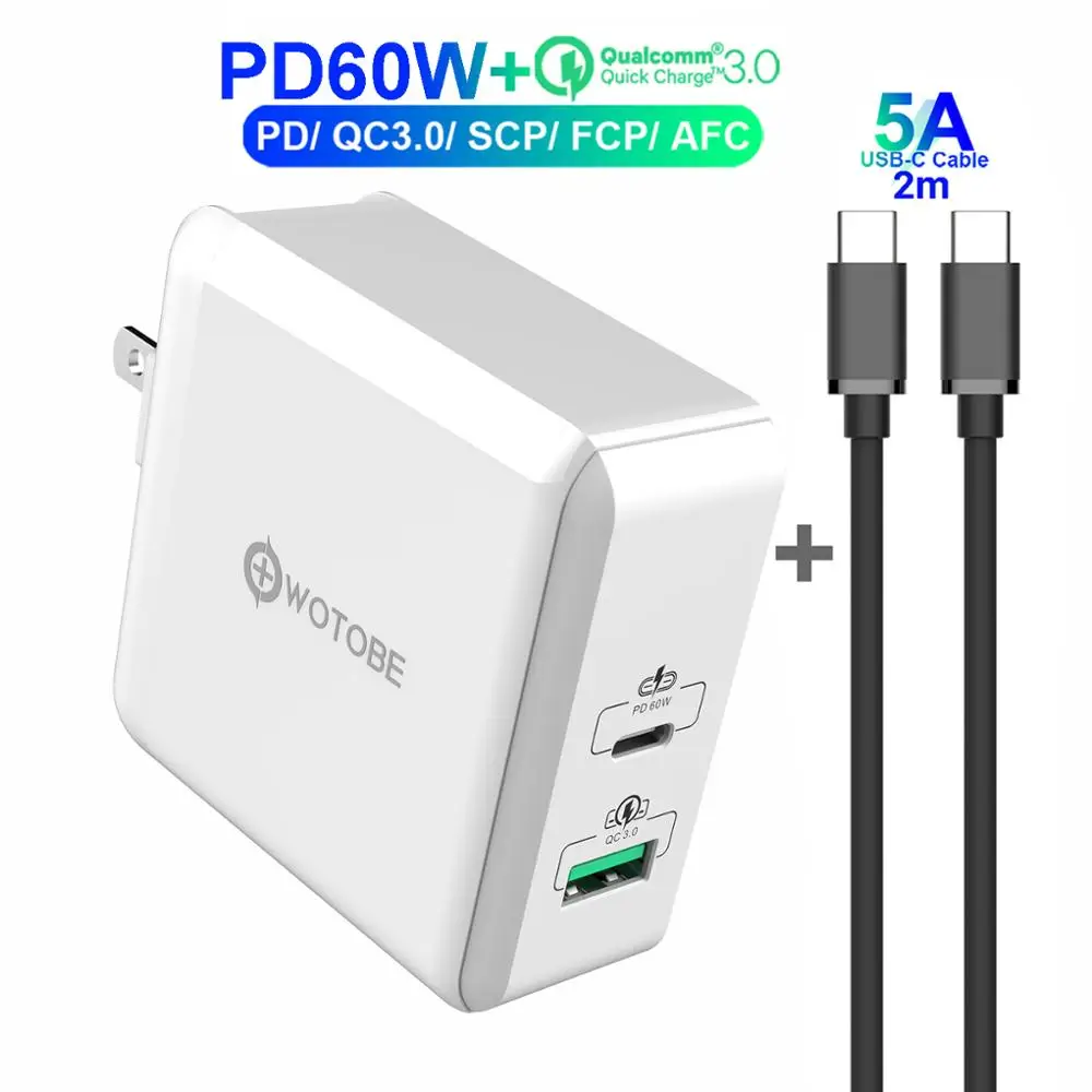 2 порта 78 Вт USB-C адаптер питания, 1 порт PD60W и 1 порт QC3.0/SCP/AFC 22,5 W зарядное устройство для huawei p20/30 MacBook iPad Pro iPhone 11 s10 - Тип штекера: US