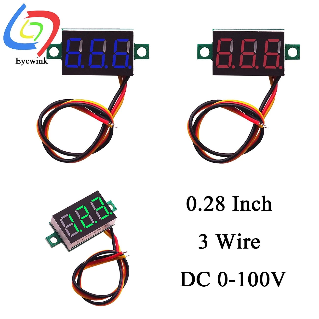 

0.28 inch DC 0-100V 3-Wire Mini Gauge voltage meter Voltmeter LED Display Digital Panel Voltmeter Meter Detector Monitor Tools