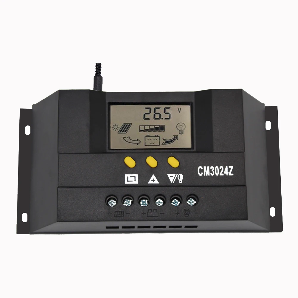 30A 12 V/24 V Широкий ЖК-дисплей Солнечный контроллер смарт-идентификация солнечная панель Батарея зарядный Регулятор автоматический