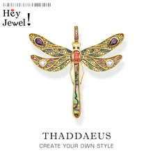 Подвеска Золотая стрекоза, весна, фирменные ювелирные изделия в богемном стиле, игривые 925 пробы, серебряные, яркие, счастливые, бесплатный подарок для Ts женщин