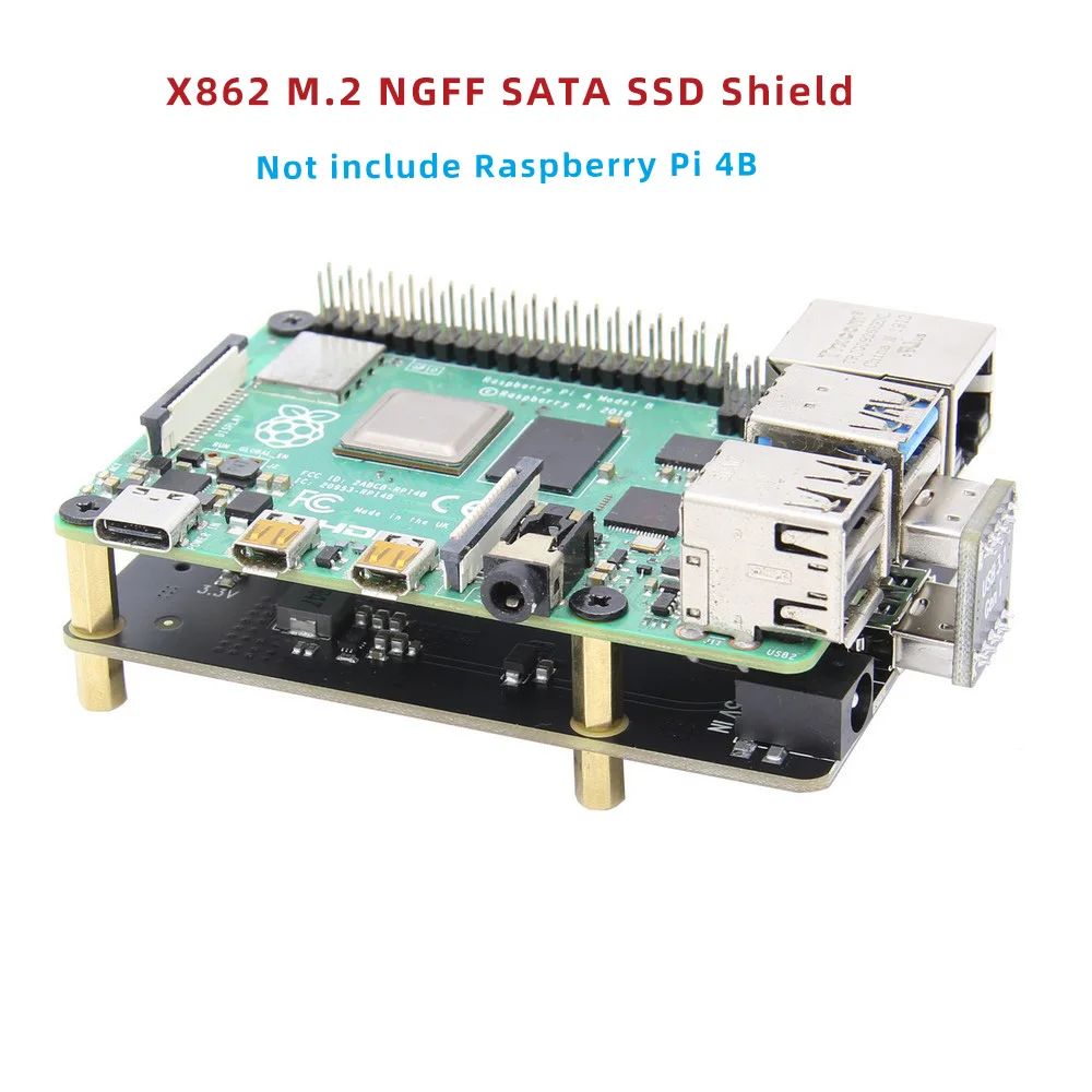 Placa de Expansão Armazenamento para Raspberry Modelo X862 M.2 Ngff 2280 – 2260 2242 2230 Sata Ssd Escudo 4b pi 4 b