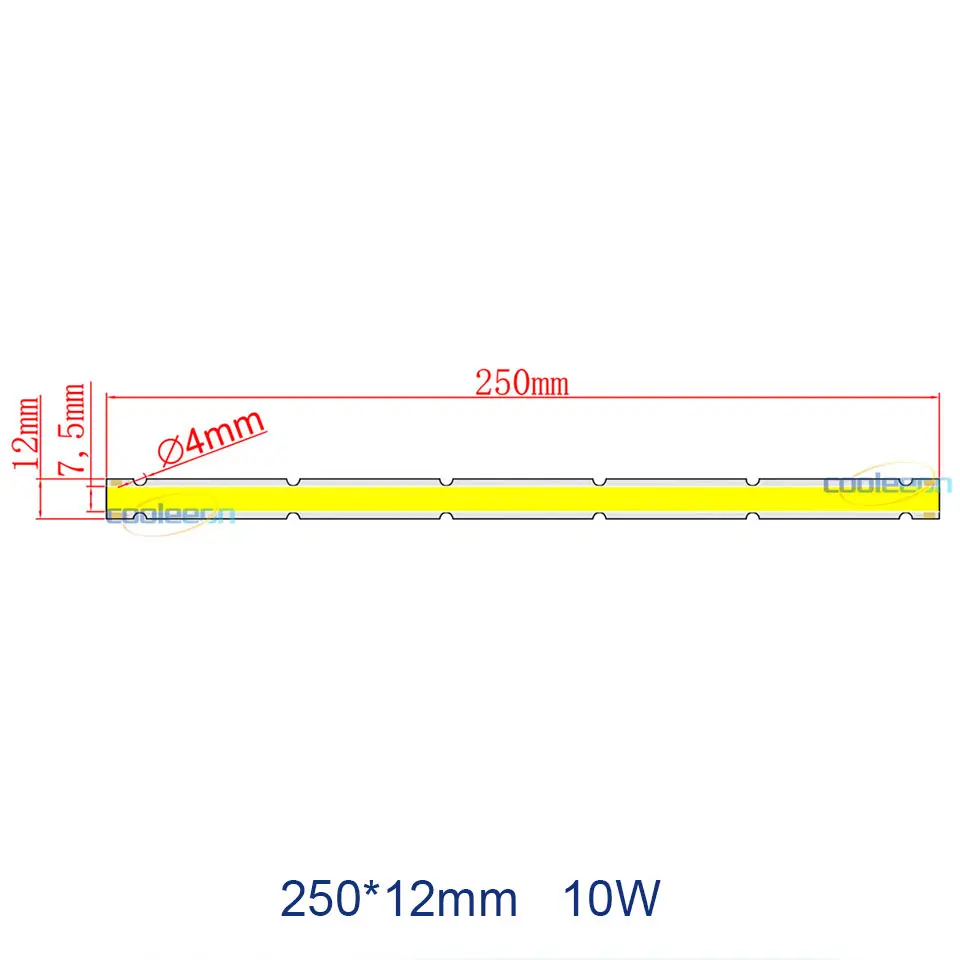 250x12mm 10W DC 12 В COB лампочка, светодиодный панельный светильник, 2 Вт-300 Вт, все размеры, COB модуль, теплый натуральный холодный белый, красный, зеленый, синий цвет, светодиодный светильник для DIY - Испускаемый цвет: 250x12mm 10W