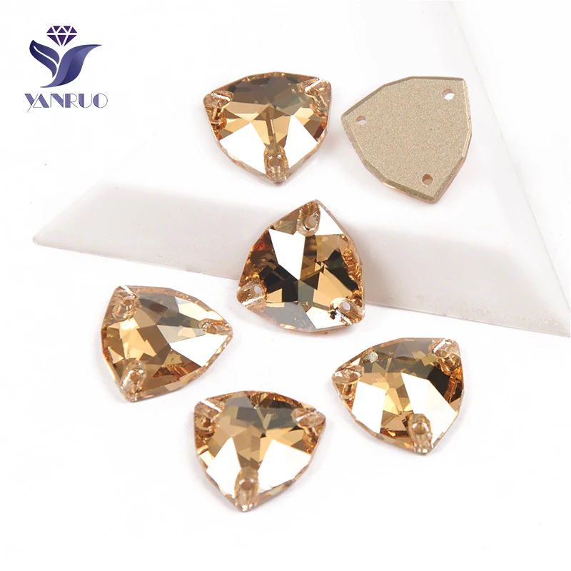 

YANRUO 3272 All Sizes Golden Shadow Trilliant Flat Back Sewing Stones And Crystals Glass Strass Gold Rhinestones For Clothes