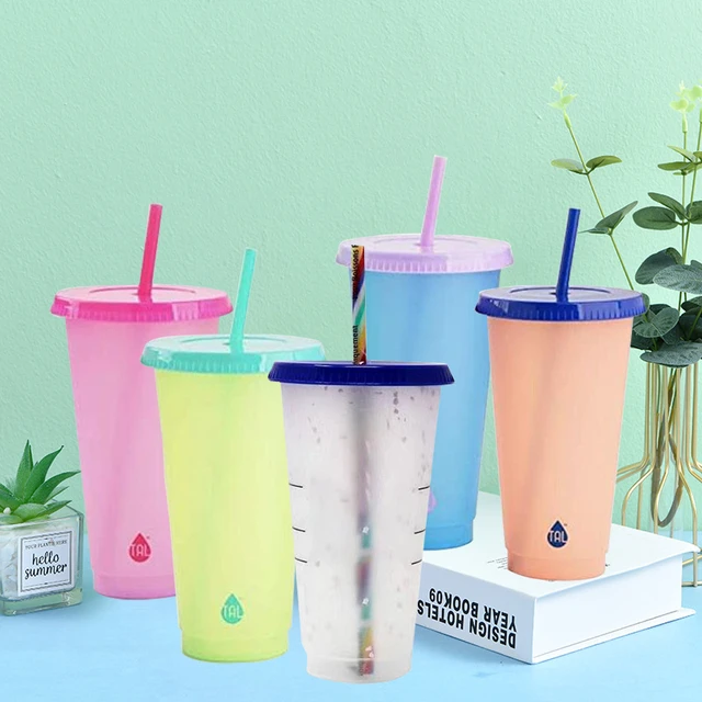  TAL Color Changing Tumbler & Straw Set. 24 oz.- 4 Reusable Cups,  Lids and Straws - Summer Coffee Tumblers - Summer Cups, Set of 4: Home &  Kitchen