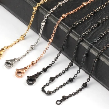 

20'' 32'' 2mm silver/ gold/ rose gold/ black Color 316 Stainless Steel Ball Station Bead Chain for Locket Pendant Necklace