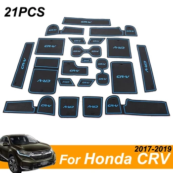 

21Pcs Car Accessories Inner Gate Slot Pad Non-Slip Cup Mats Anti Slip Door Groove Mat Interior For Honda CRV CR-V CR V 2017-2019