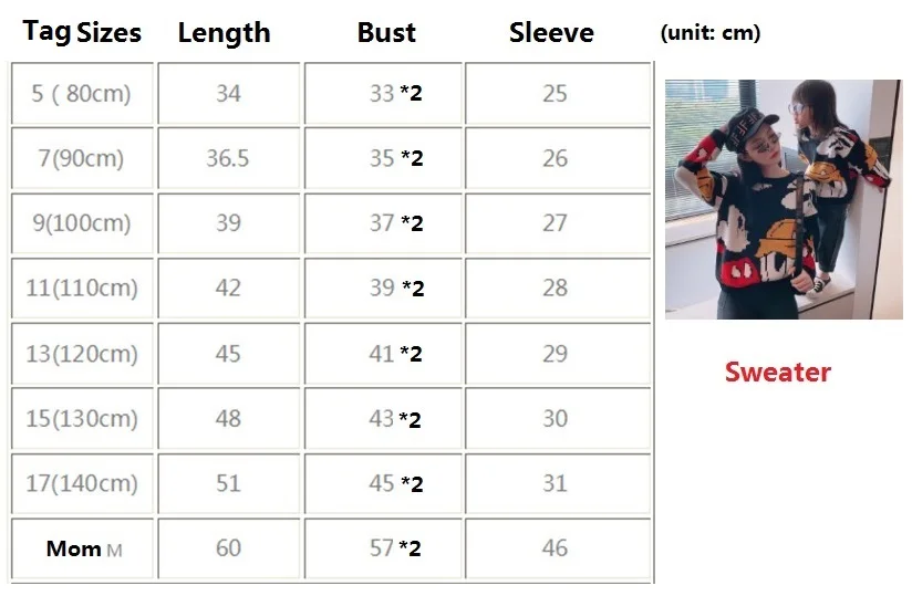 Family Look Cartoon Sweaters Mother Daughter Matching Sweater Mommy and Me Clothes Women Girls/Boys Mom Mum and Baby Sweatshirts