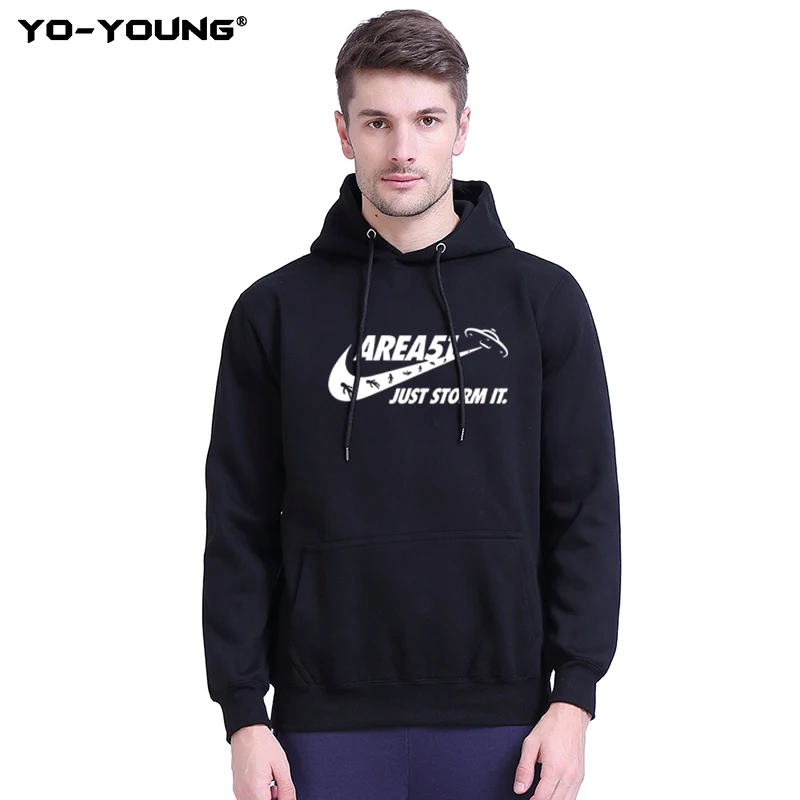 

Yo-Young Men Hoodies Sweatshirts Funny Letters Area 51 Just Storm It LOGO Print Unisex Casual Streetwear Brand Quality