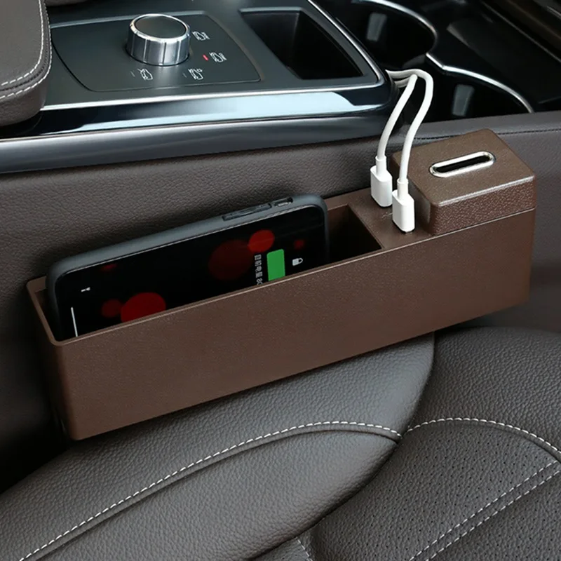 DBR1 Автомобильное сиденье зазор коробка для хранения 2 USB Беспроводная зарядка многофункциональная карта Монета хранение мобильных телефонов коробка автомобильный Органайзер с зарядным устройством - Название цвета: DBR1