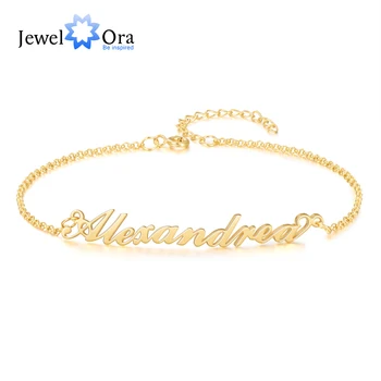 

JewelOra Personalized Letter Name Ankle Leg Bracelet Rose Gold Silver Color Custom Anklets for Women Adjustable Chain Jewelry