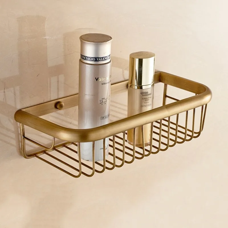 Brass Wall Mounted Shower Caddy Basket Gold/ Rose Gold Bathroom