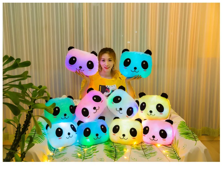 New Style Colorful Glow Pillow Plush Toys Color Panda Cushion Cute Panda Nap Pillow