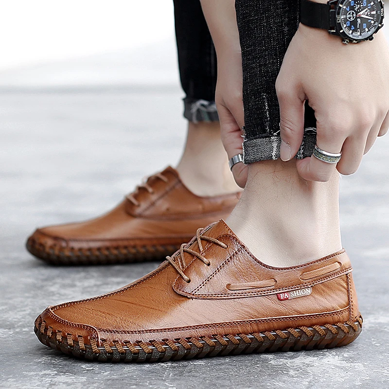 Zapatos para caminar para hombre, mocasines hechos a mano de genuino, ligeros, para oficina, negocios y 47|Zapatillas para caminar| - AliExpress