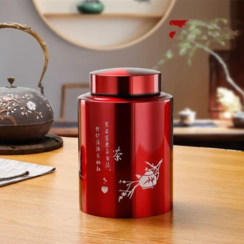 

Metal Tea Jar Round Tea Box With Lid Sealed Kitchen Food Container Caddy Coffee Sugar Storage Cans Stainless Steel Organizer Box
